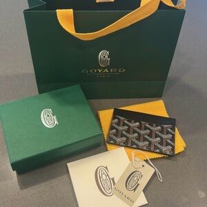 Goyard Black and White Goyardine Card Holder